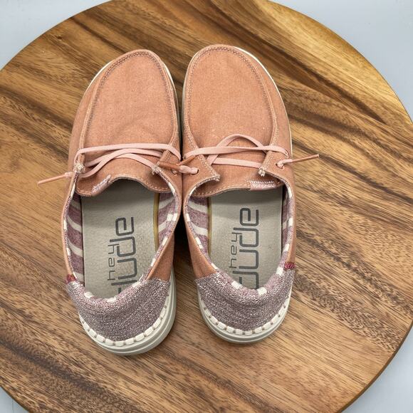 Hey Dude Wendy Rise Shoes Womens Size 7 Plaid Pink Casual Comfort Loafer Walking - Picture 5 of 8